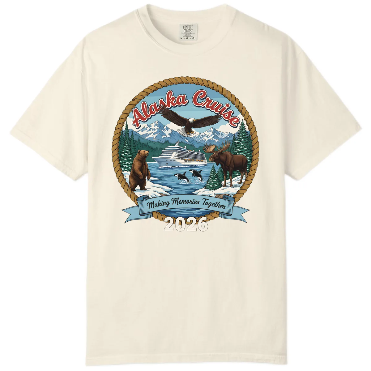 Alaska Cruise Wildlife and Ship 2026 Comfort Color in Ivory