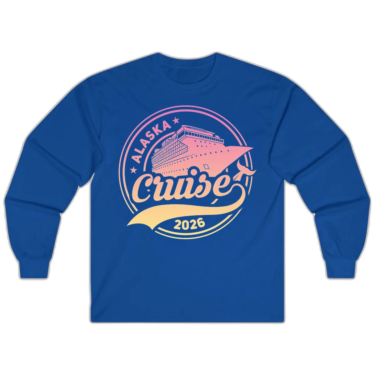 Alaska Cruise 2026 Ship Voyage Badge Long Sleeve in Royal