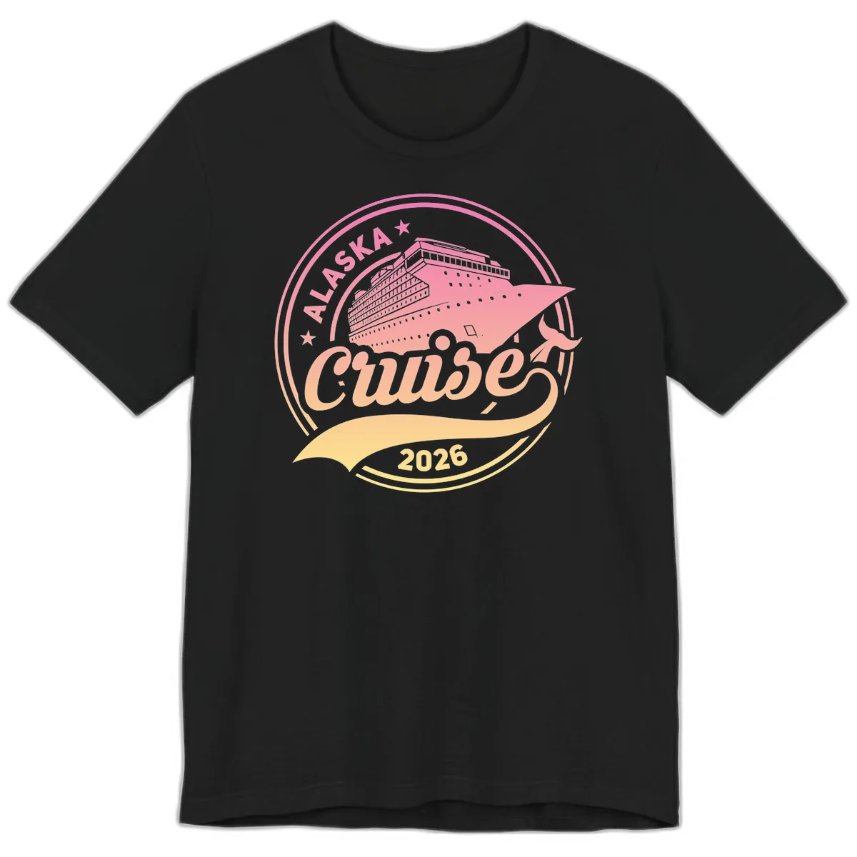 Alaska Cruise 2026 Ship Voyage Badge Premium T-Shirt in Black