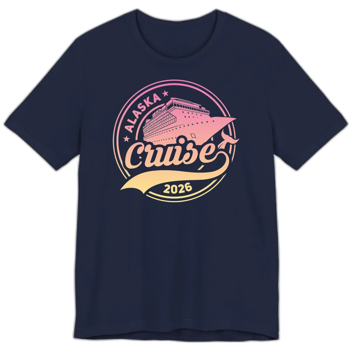 Alaska Cruise 2026 Ship Voyage Badge Premium T-Shirt in Navy