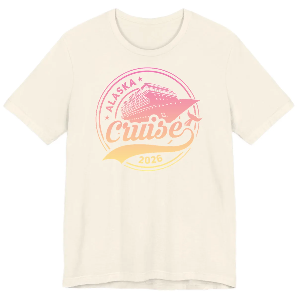 Alaska Cruise 2026 Ship Voyage Badge Premium T-Shirt in Natural