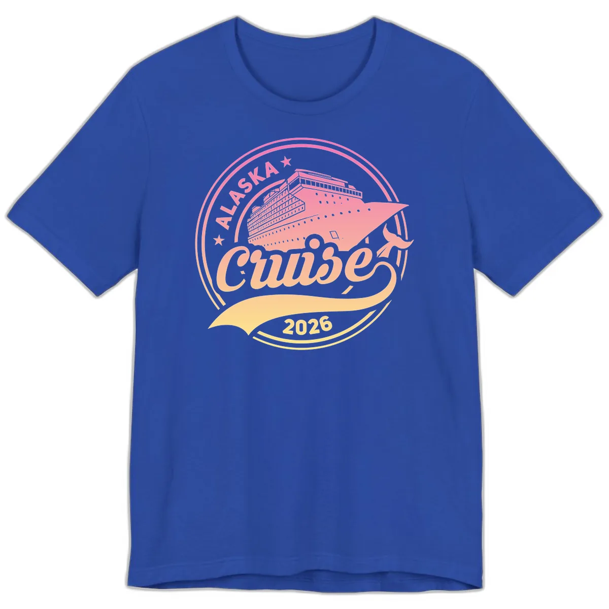 Alaska Cruise 2026 Ship Voyage Badge Premium T-Shirt in True Royal