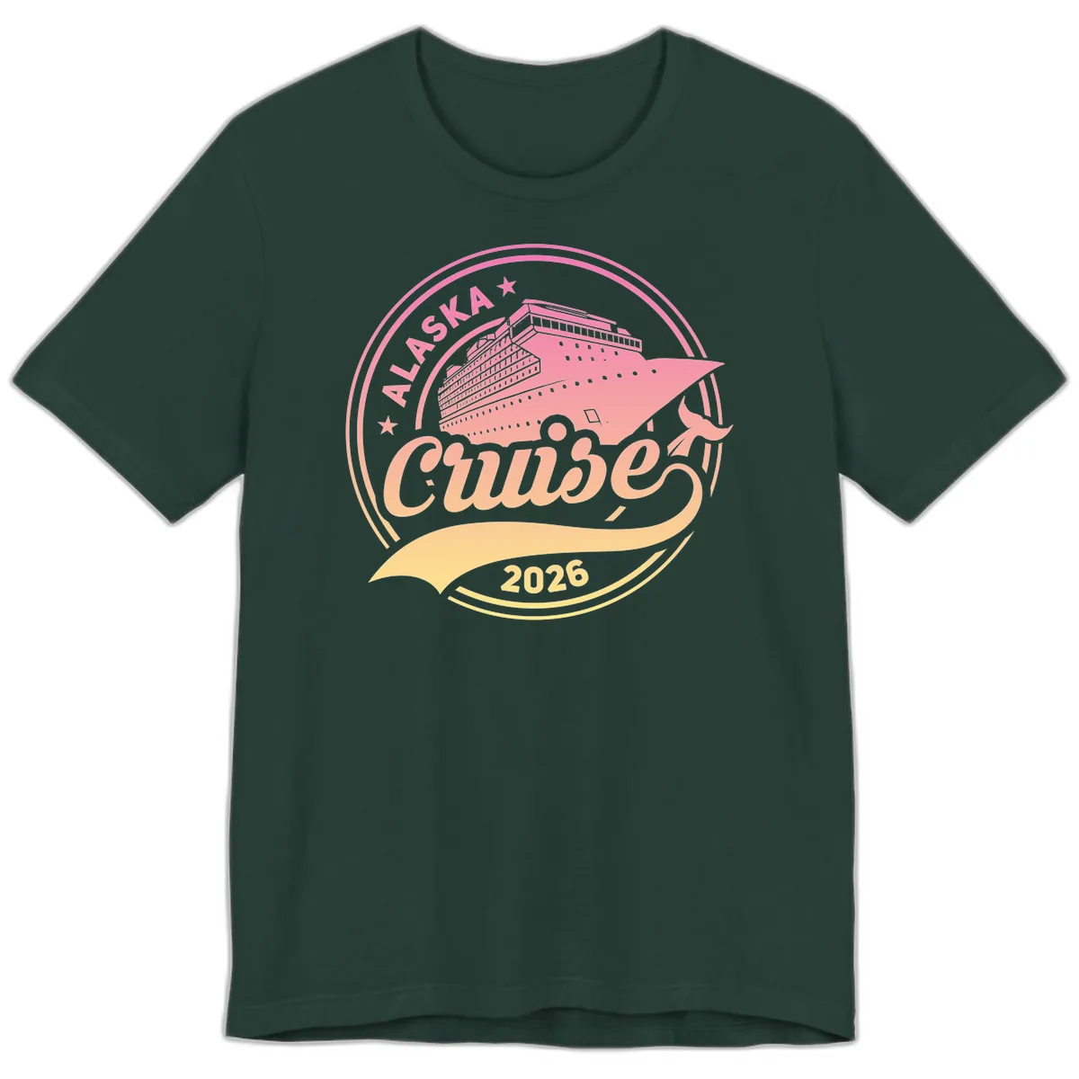 Alaska Cruise 2026 Ship Voyage Badge Premium T-Shirt in Forest
