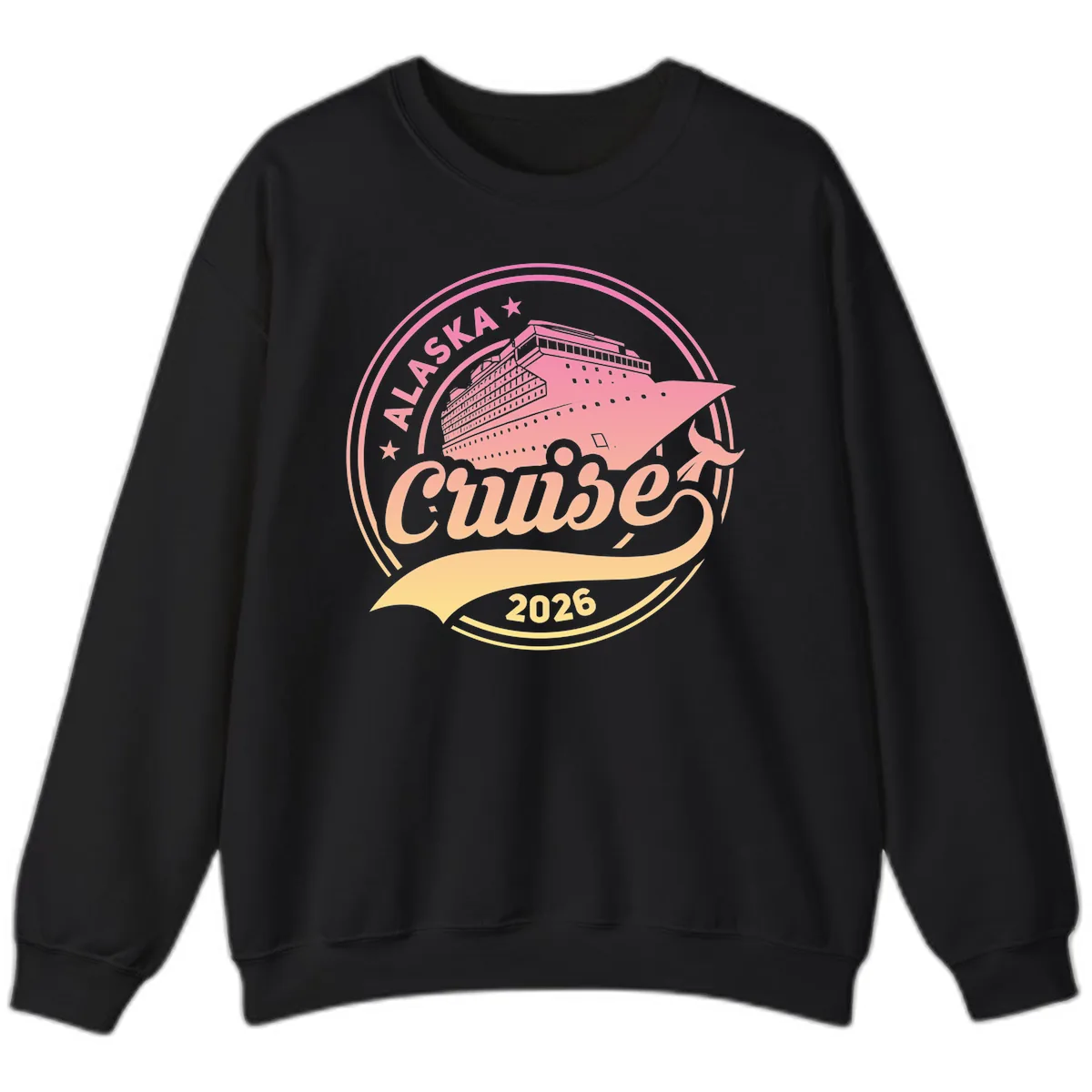 Alaska Cruise 2026 Ship Voyage Badge Sweatshirt in Black