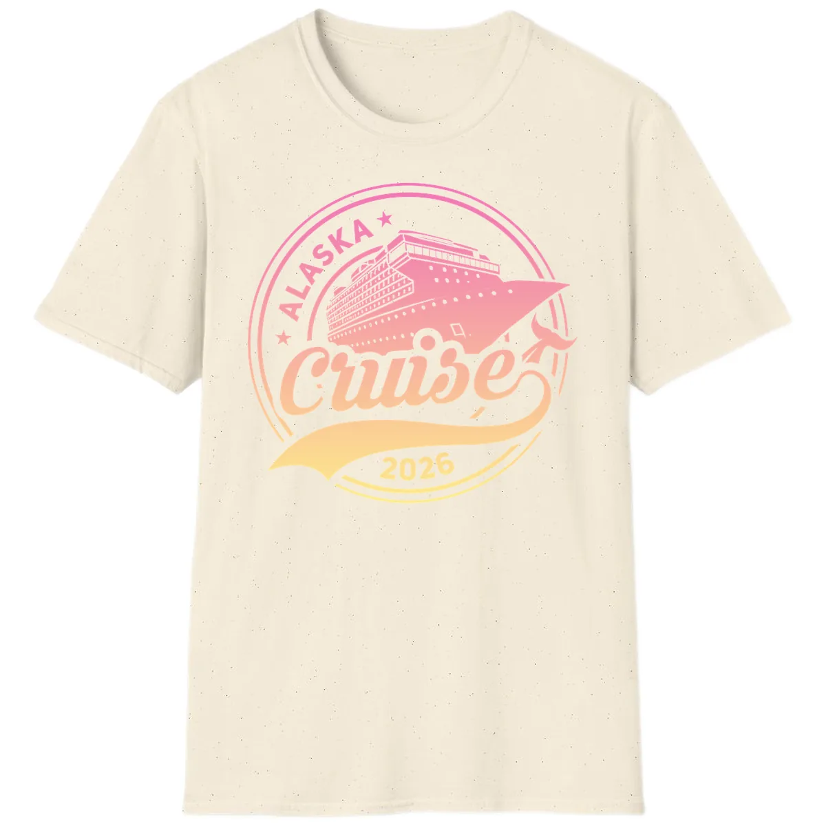 Alaska Cruise 2026 Ship Voyage Badge T-Shirt in Natural