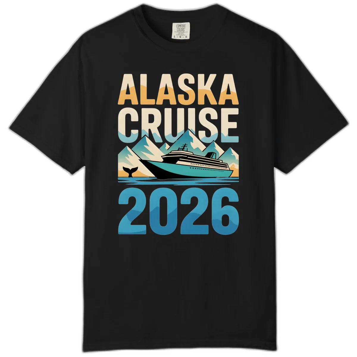 Alaska Cruise Ship 2026 Vintage Scene Comfort Color in Black