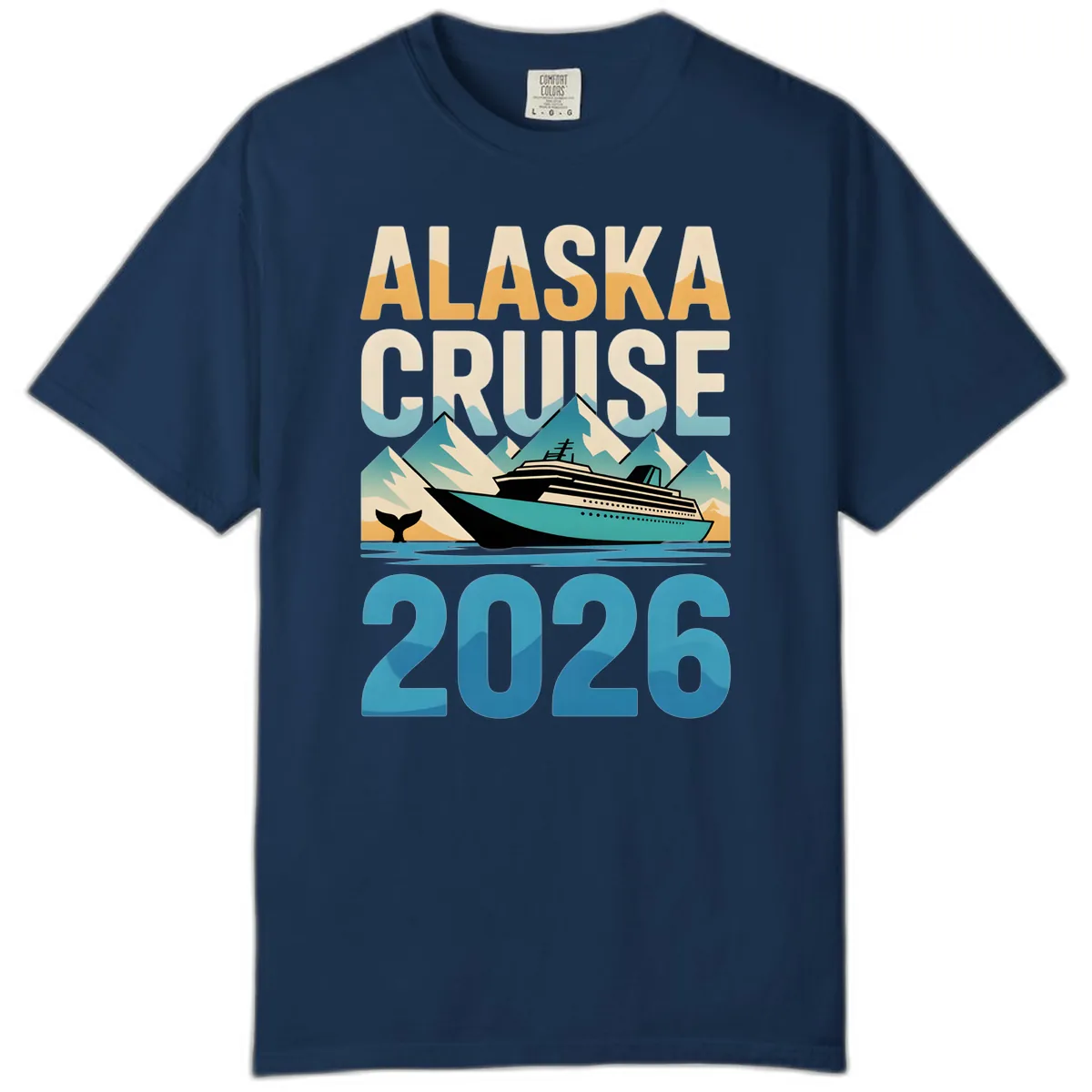 Alaska Cruise Ship 2026 Vintage Scene Comfort Color in Navy