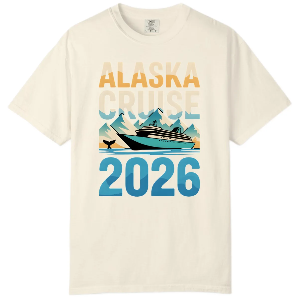 Alaska Cruise Ship 2026 Vintage Scene Comfort Color in Ivory