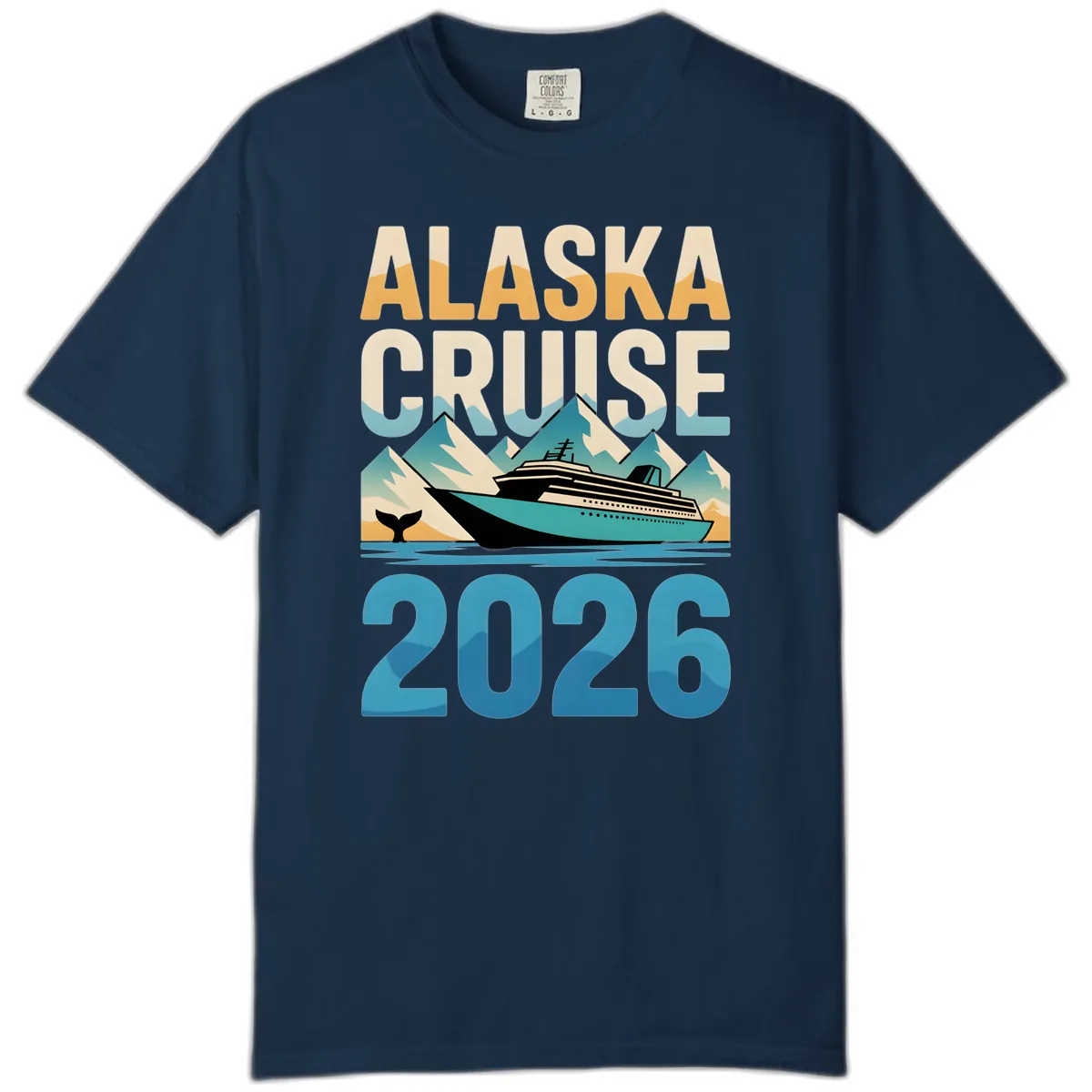Alaska Cruise Ship 2026 Vintage Scene Comfort Color in True Navy