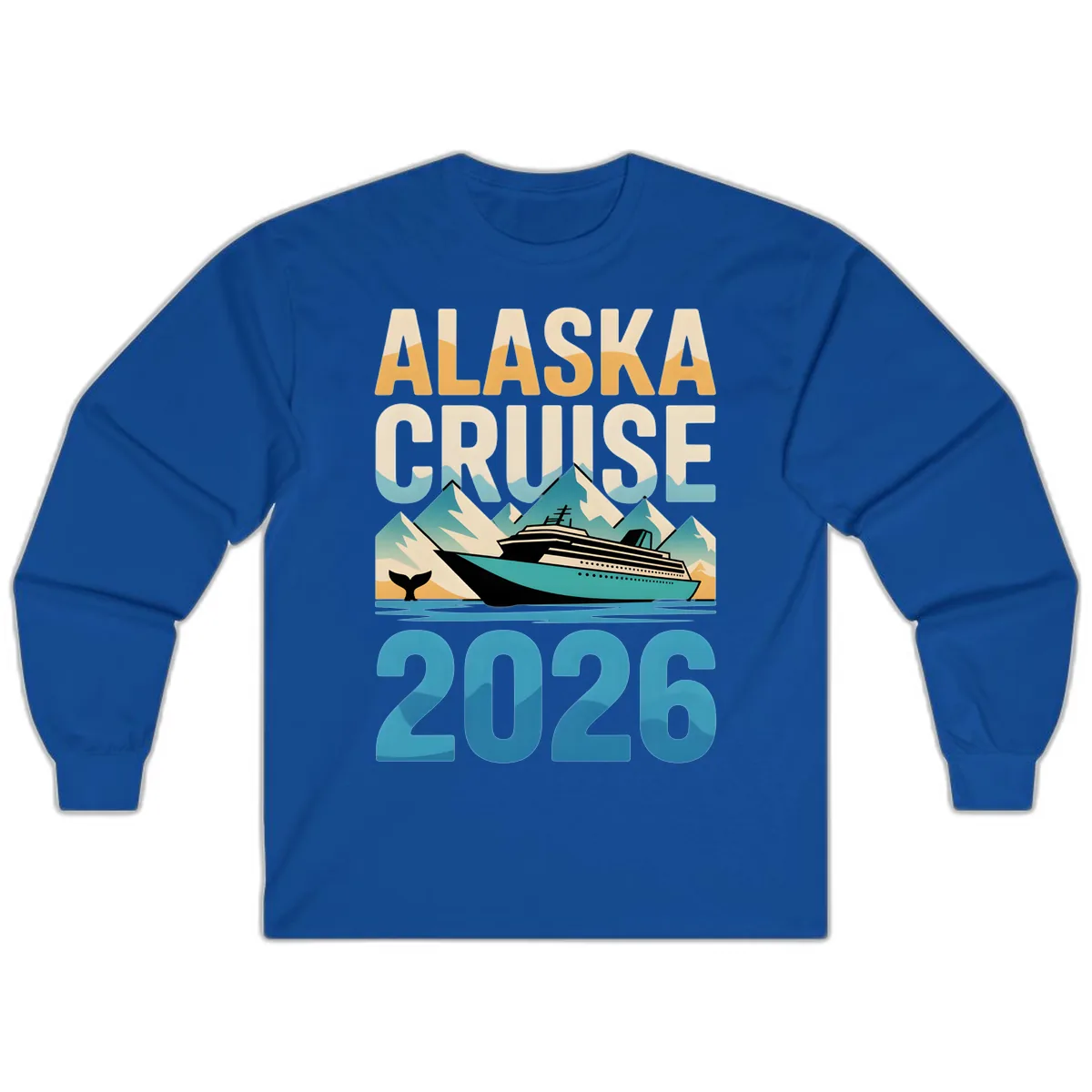 Alaska Cruise Ship 2026 Vintage Scene Long Sleeve in Royal