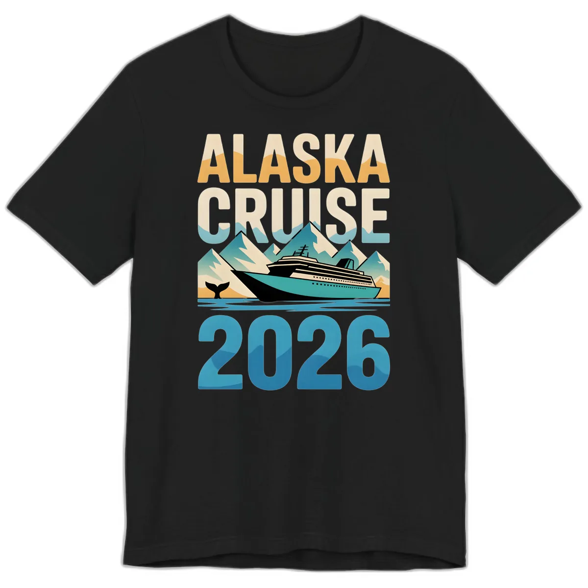 Alaska Cruise Ship 2026 Vintage Scene Premium T-Shirt in Black
