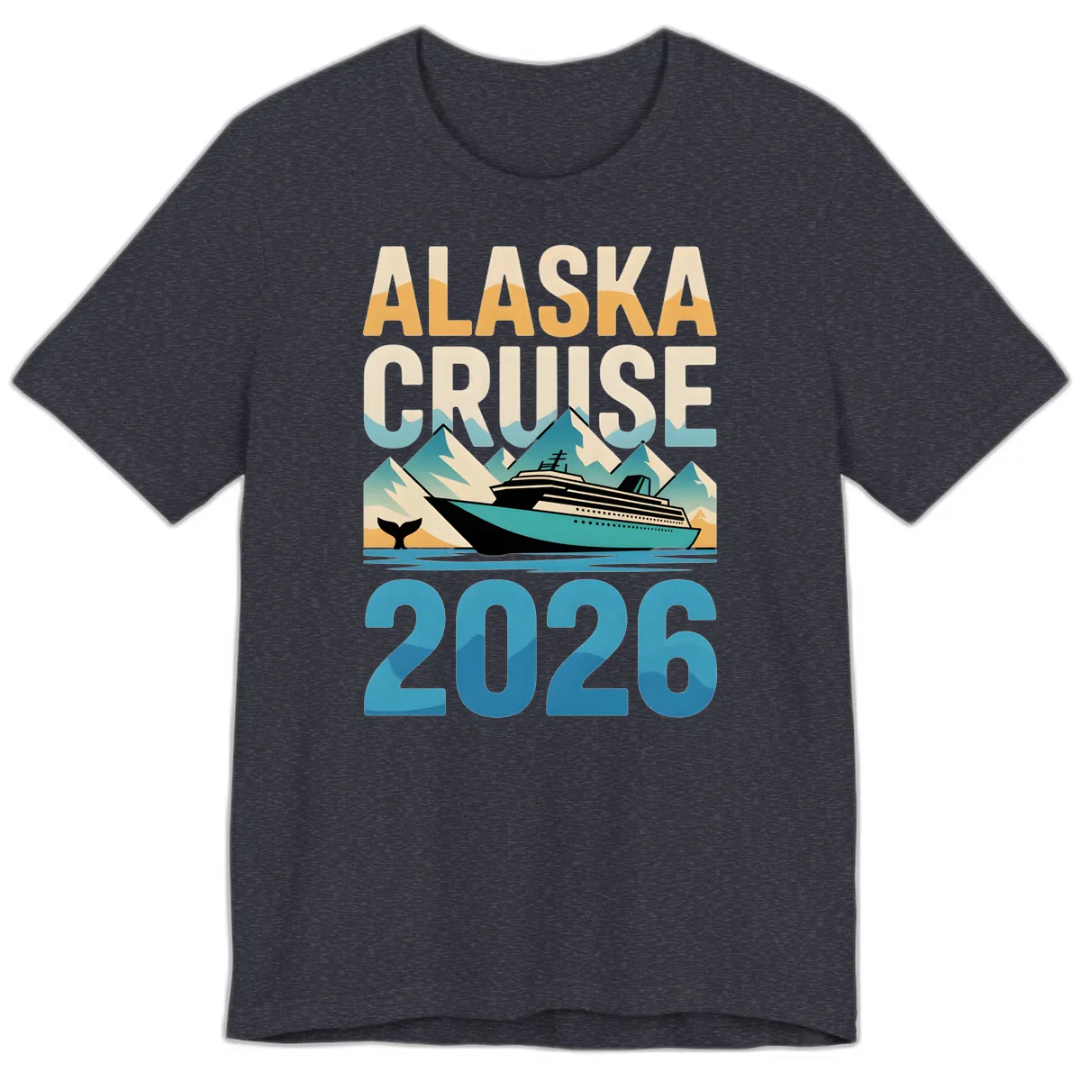 Alaska Cruise Ship 2026 Vintage Scene Premium T-Shirt in Heather Navy