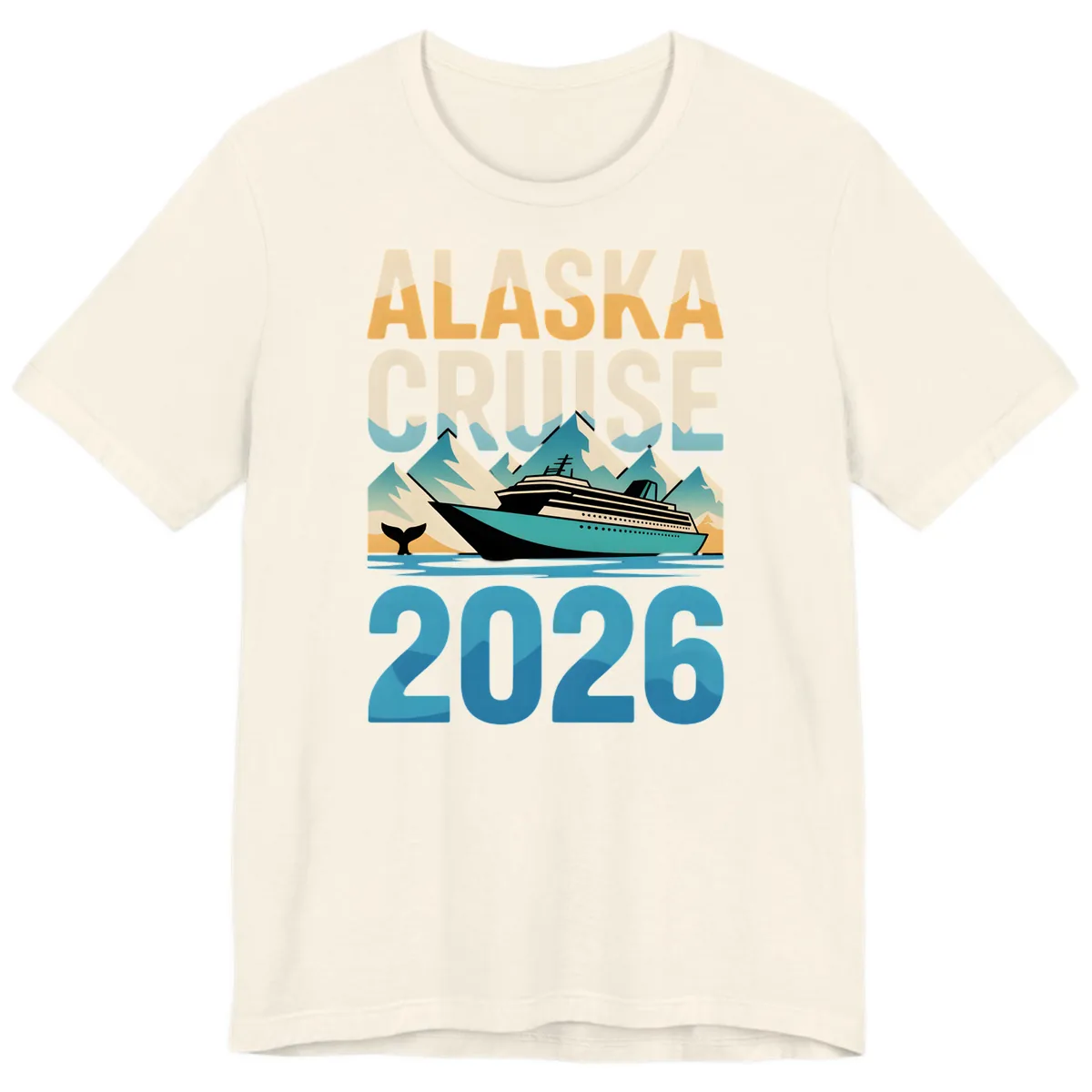 Alaska Cruise Ship 2026 Vintage Scene Premium T-Shirt in Natural