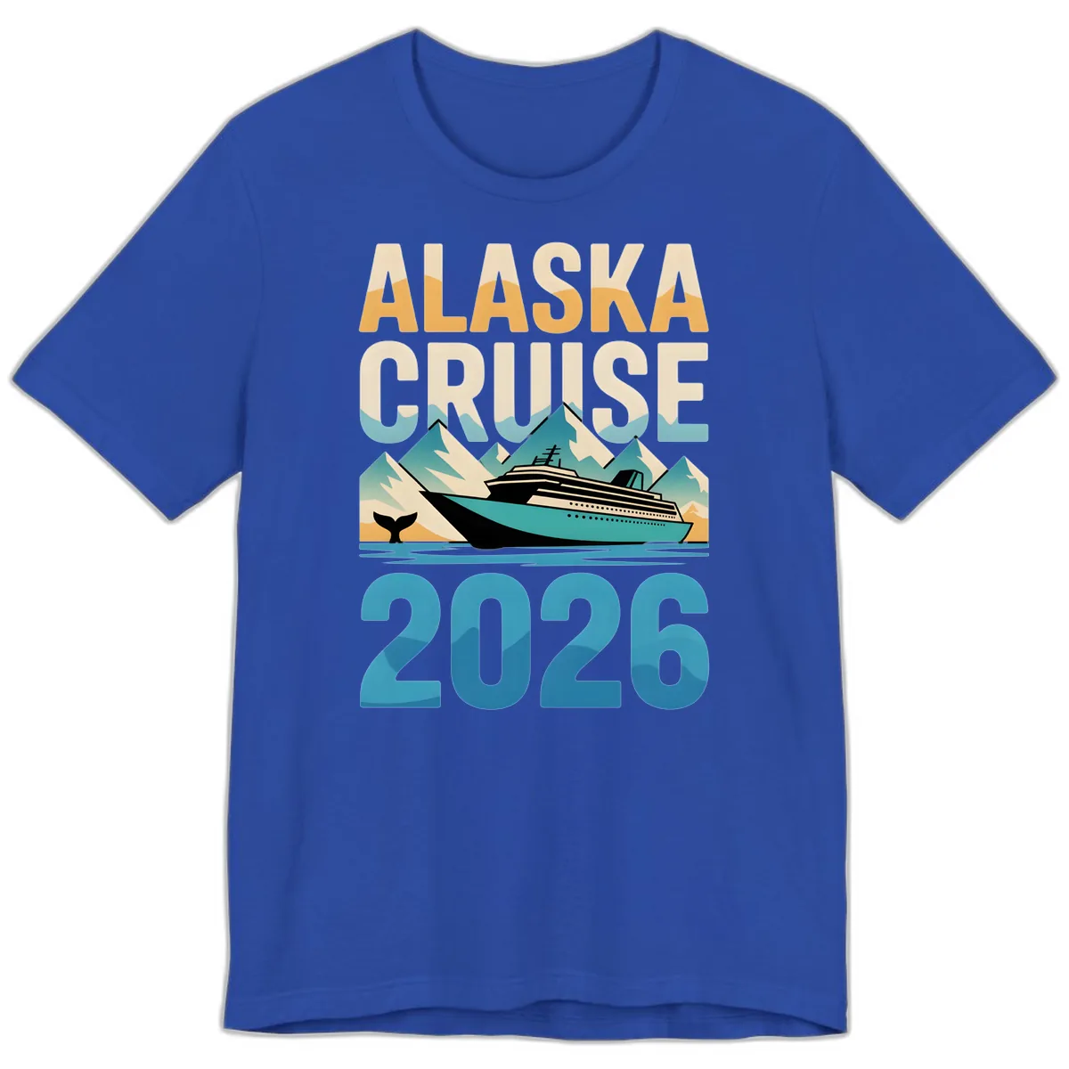 Alaska Cruise Ship 2026 Vintage Scene Premium T-Shirt in True Royal