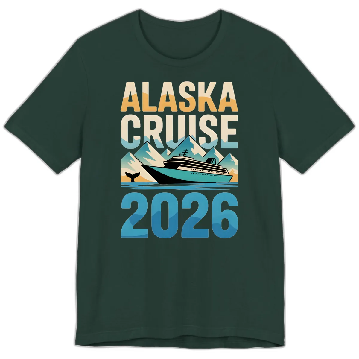 Alaska Cruise Ship 2026 Vintage Scene Premium T-Shirt in Forest