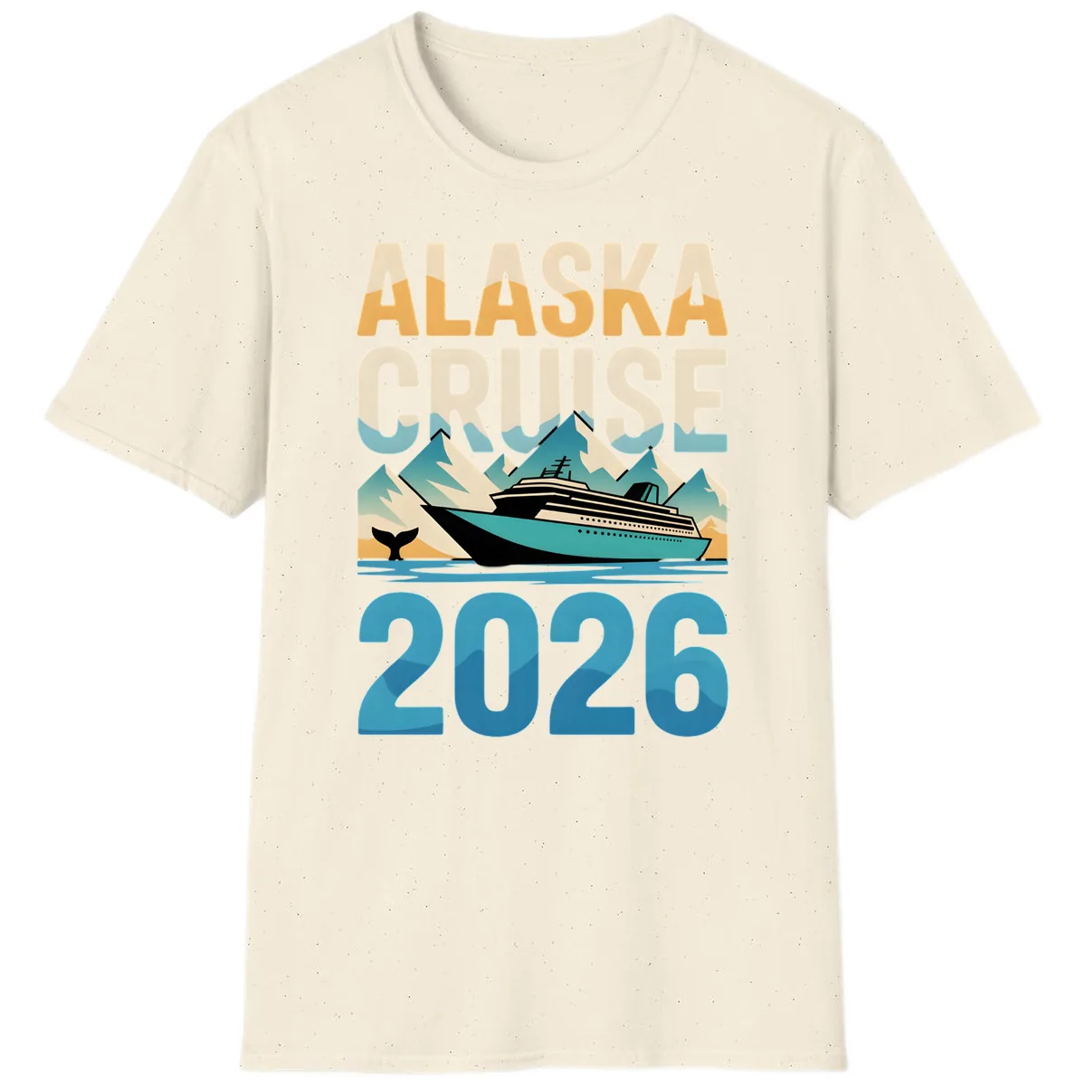 Alaska Cruise Ship 2026 Vintage Scene T-Shirt in Natural