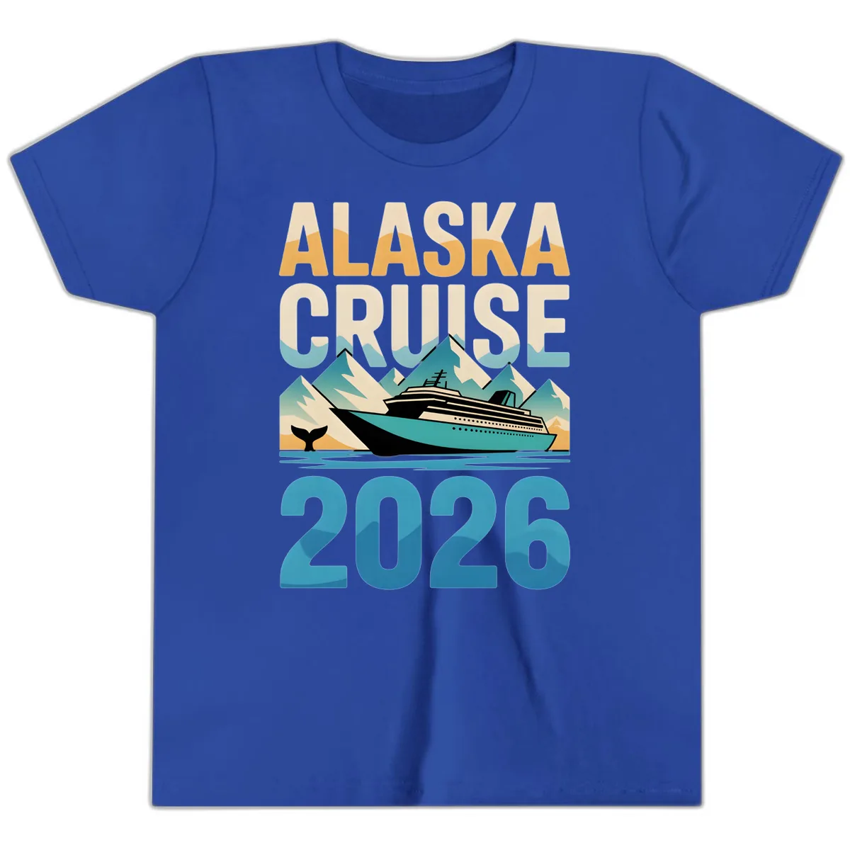 Alaska Cruise Ship 2026 Vintage Scene Youth T-Shirt in True Royal