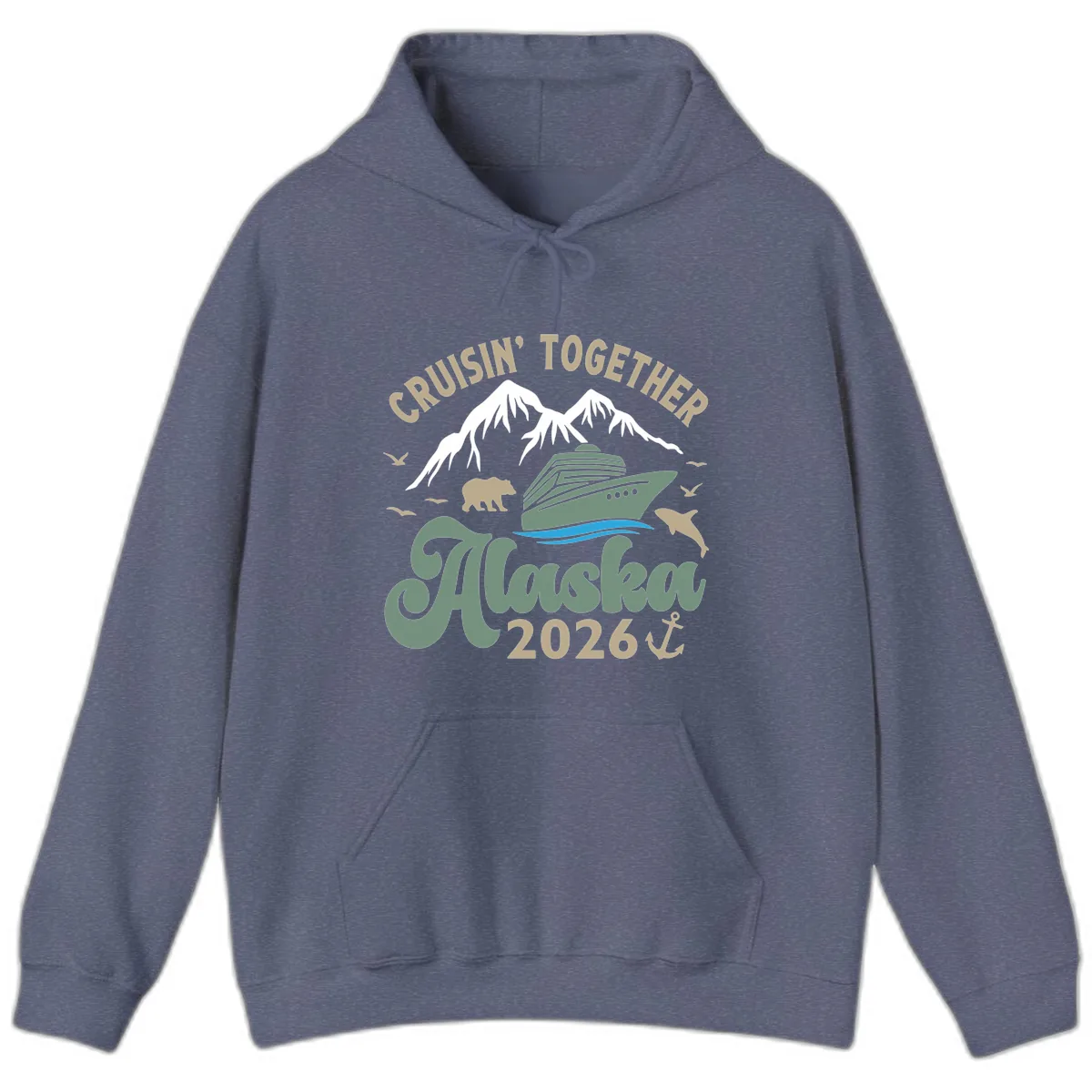 Cruisin' Together Alaska 2026 Design Hoodie in Heather Navy