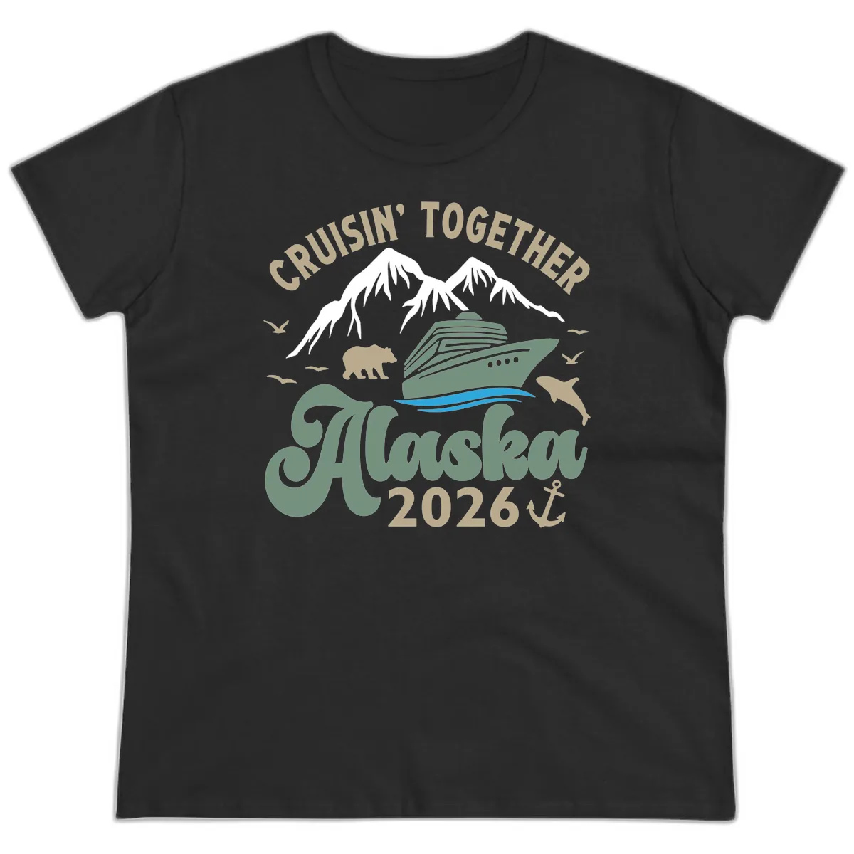 Cruisin' Together Alaska 2026 Design Ladies Tee in Black