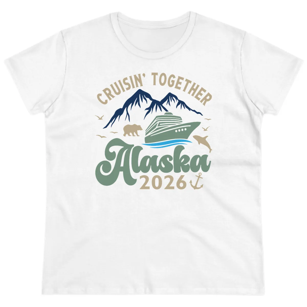 Cruisin' Together Alaska 2026 Design Ladies Tee in White