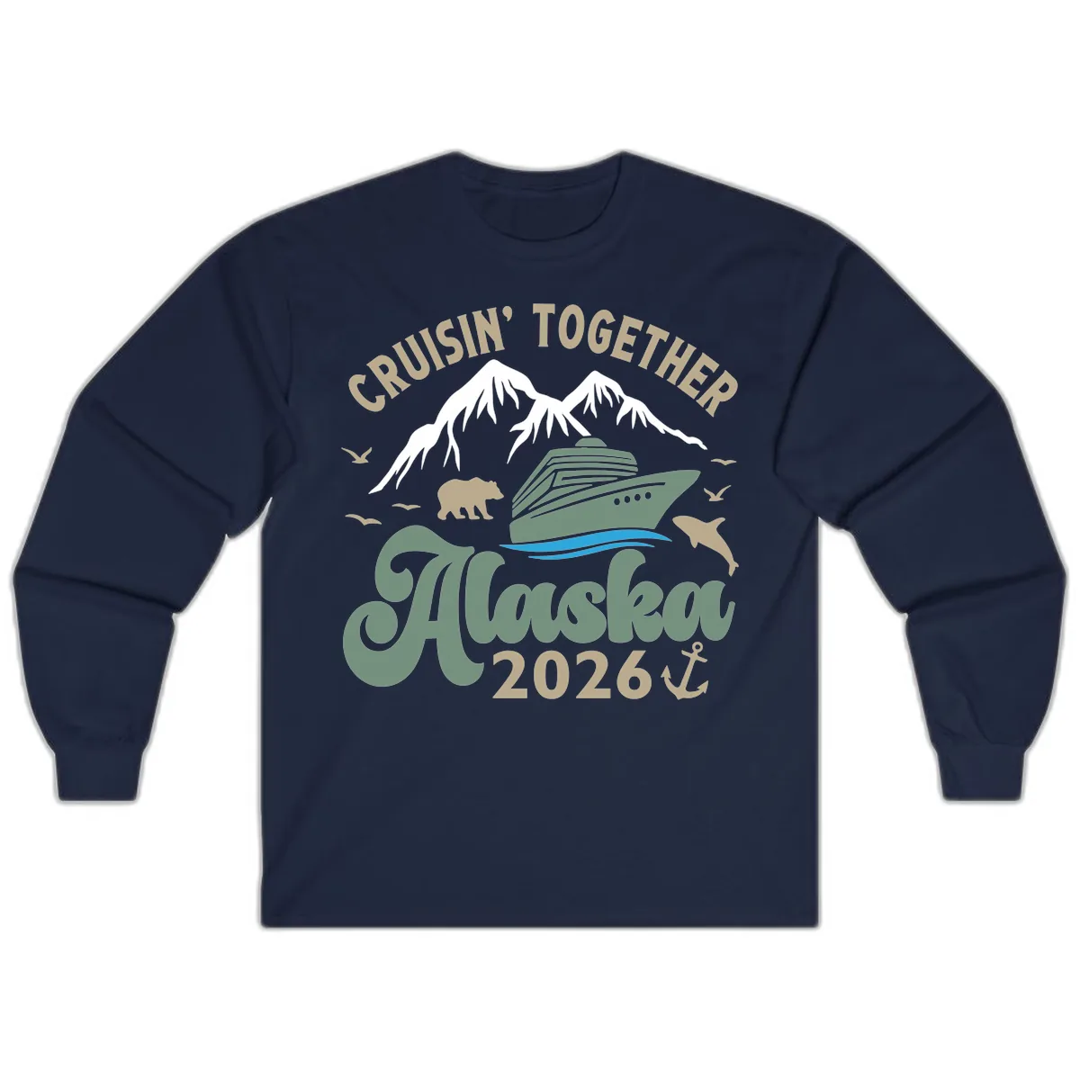 Cruisin' Together Alaska 2026 Design Long Sleeve in Navy