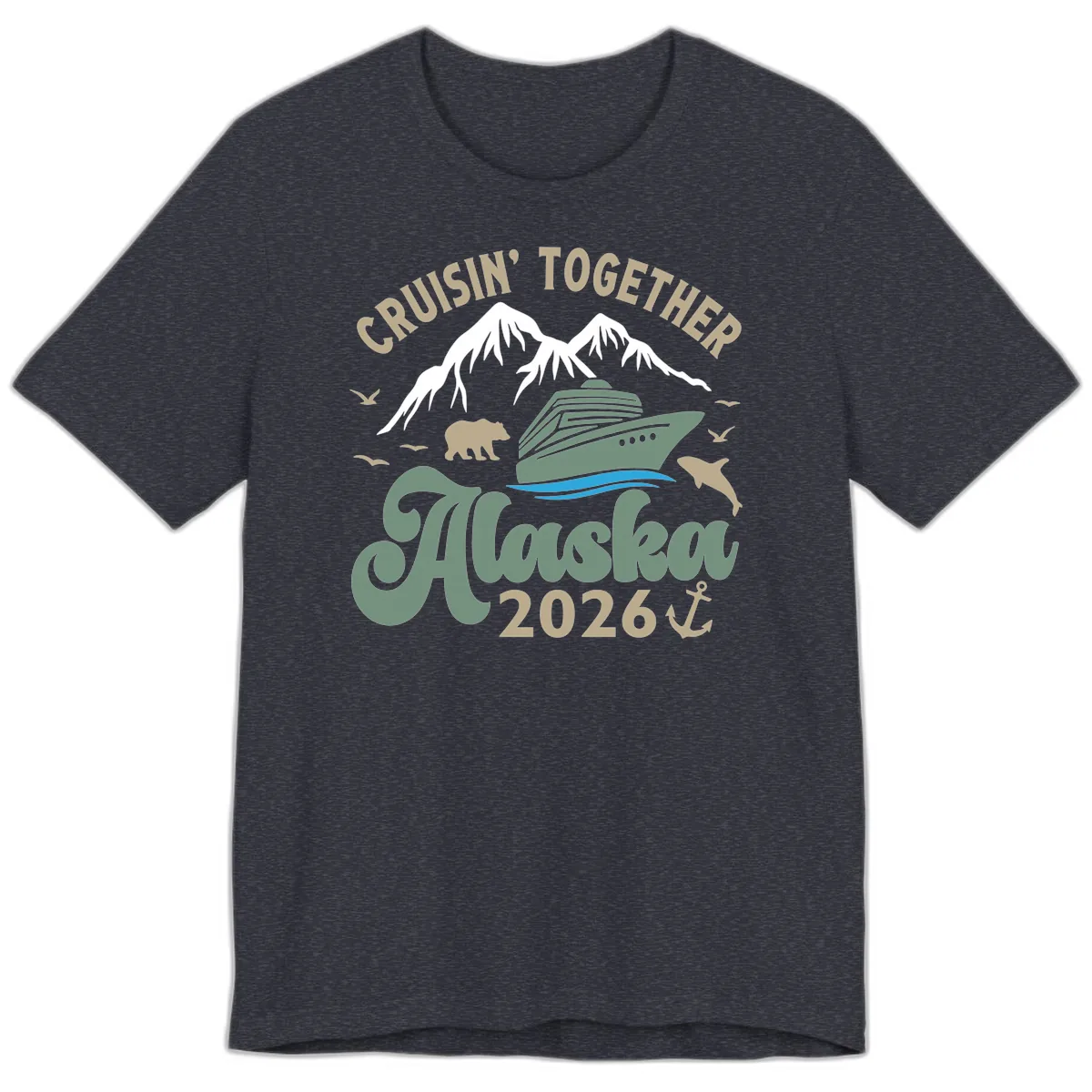 Cruisin' Together Alaska 2026 Design Premium T-Shirt in Heather Navy