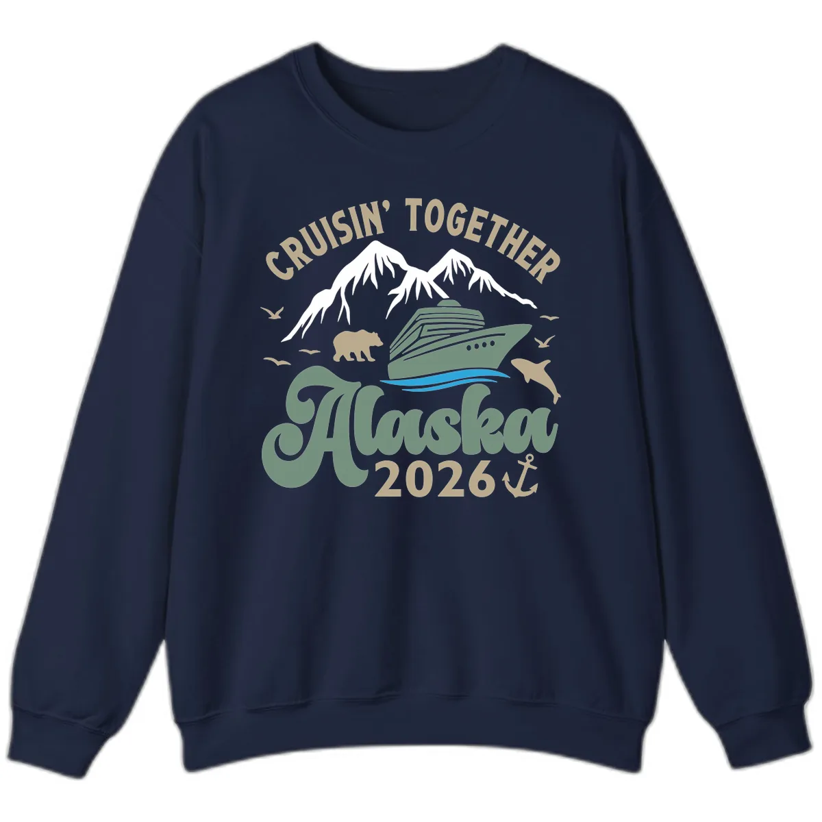 Cruisin' Together Alaska 2026 Design Sweatshirt in Navy