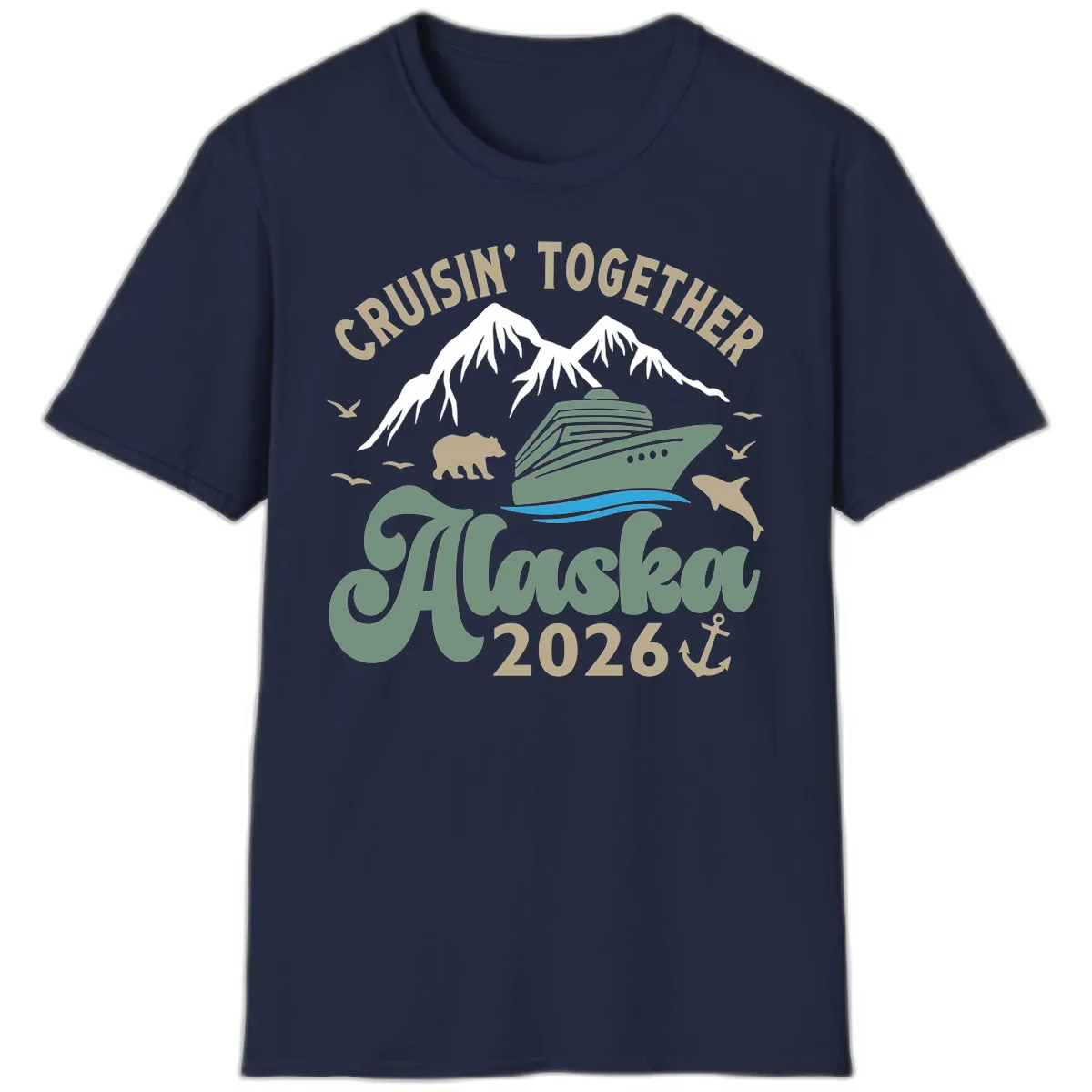 Cruisin' Together Alaska 2026 Design T-Shirt in Navy