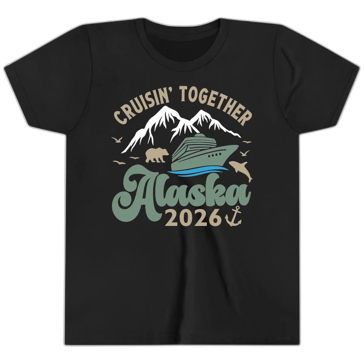 Cruisin' Together Alaska 2026 Design Youth T-Shirt in Black