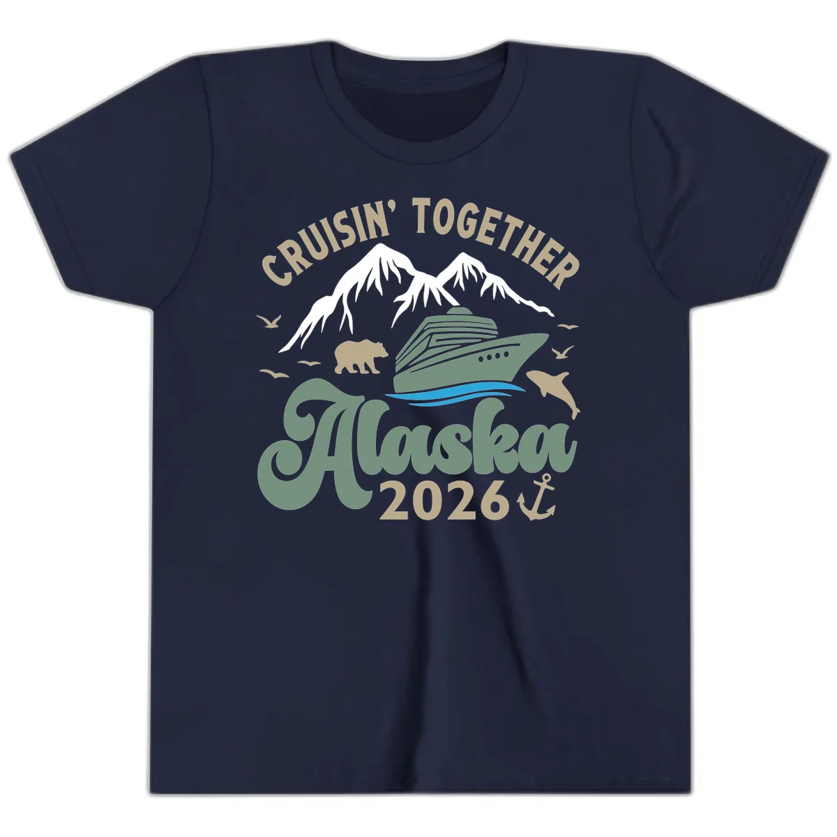Cruisin' Together Alaska 2026 Design Youth T-Shirt in Navy