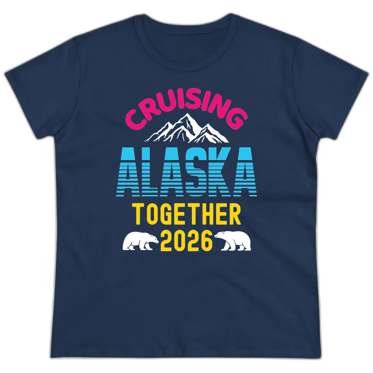 Cruising Alaska Together 2026 Scenic Design Ladies Tee in Navy