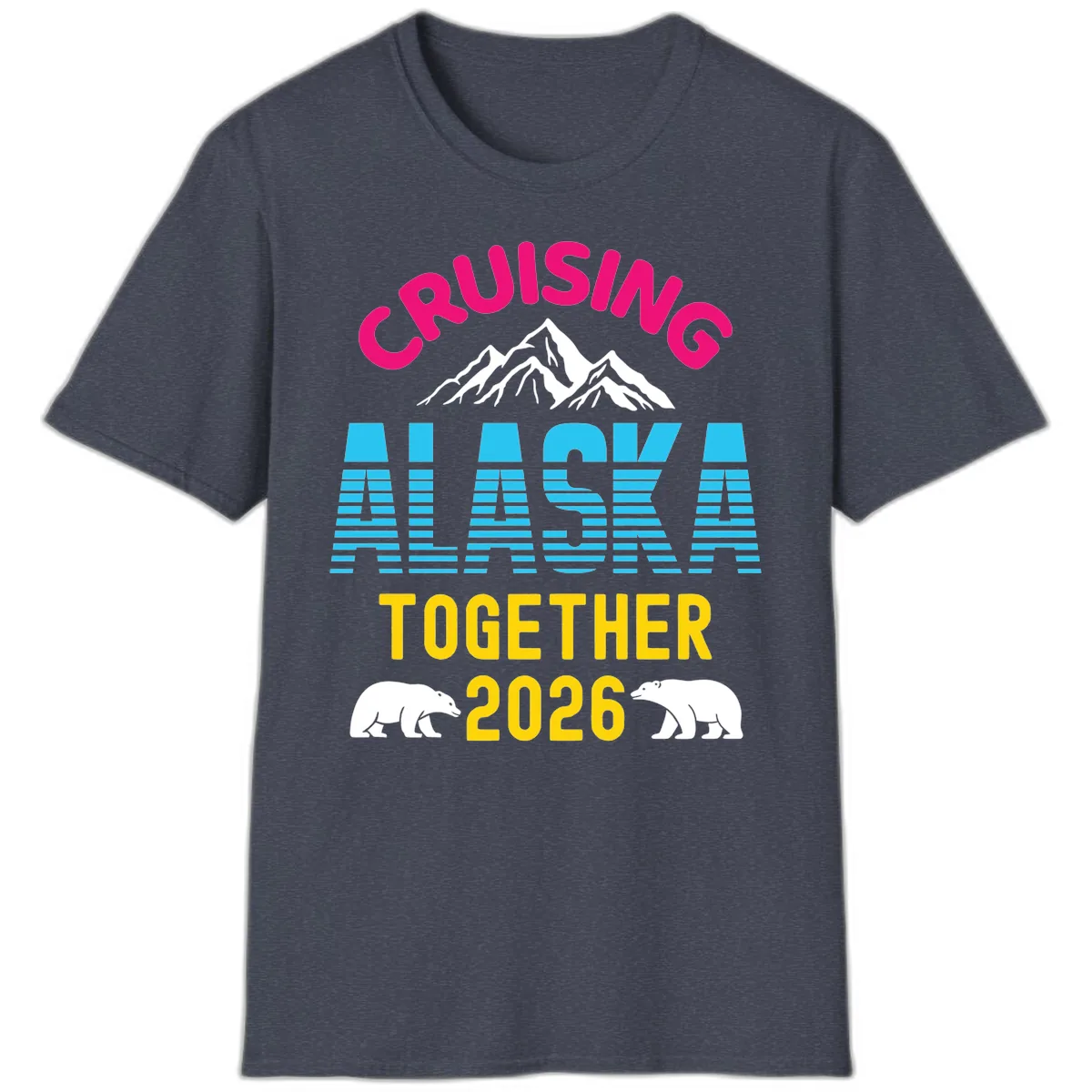 Cruising Alaska Together 2026 Scenic Design T-Shirt in Heather Navy