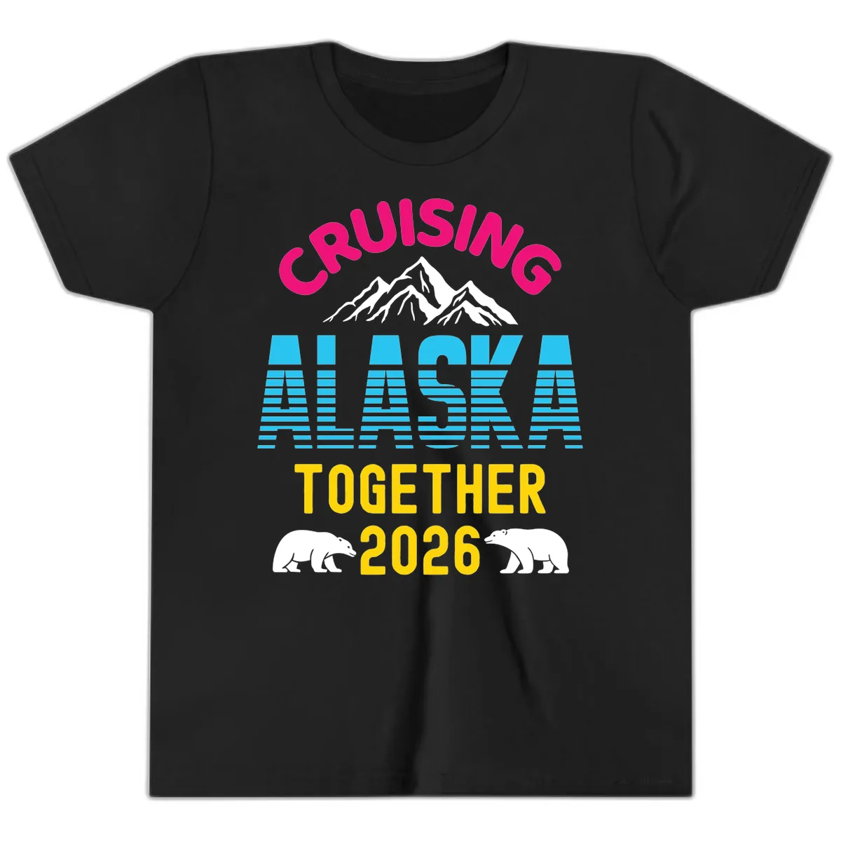 Cruising Alaska Together 2026 Scenic Design Youth T-Shirt in Black