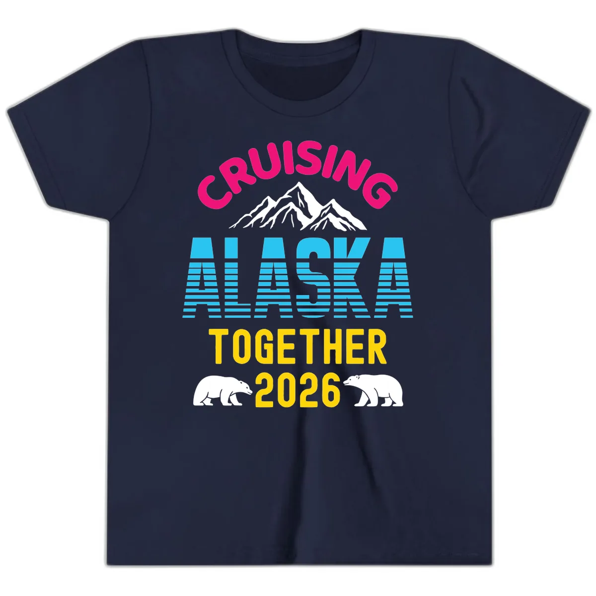 Cruising Alaska Together 2026 Scenic Design Youth T-Shirt in Navy
