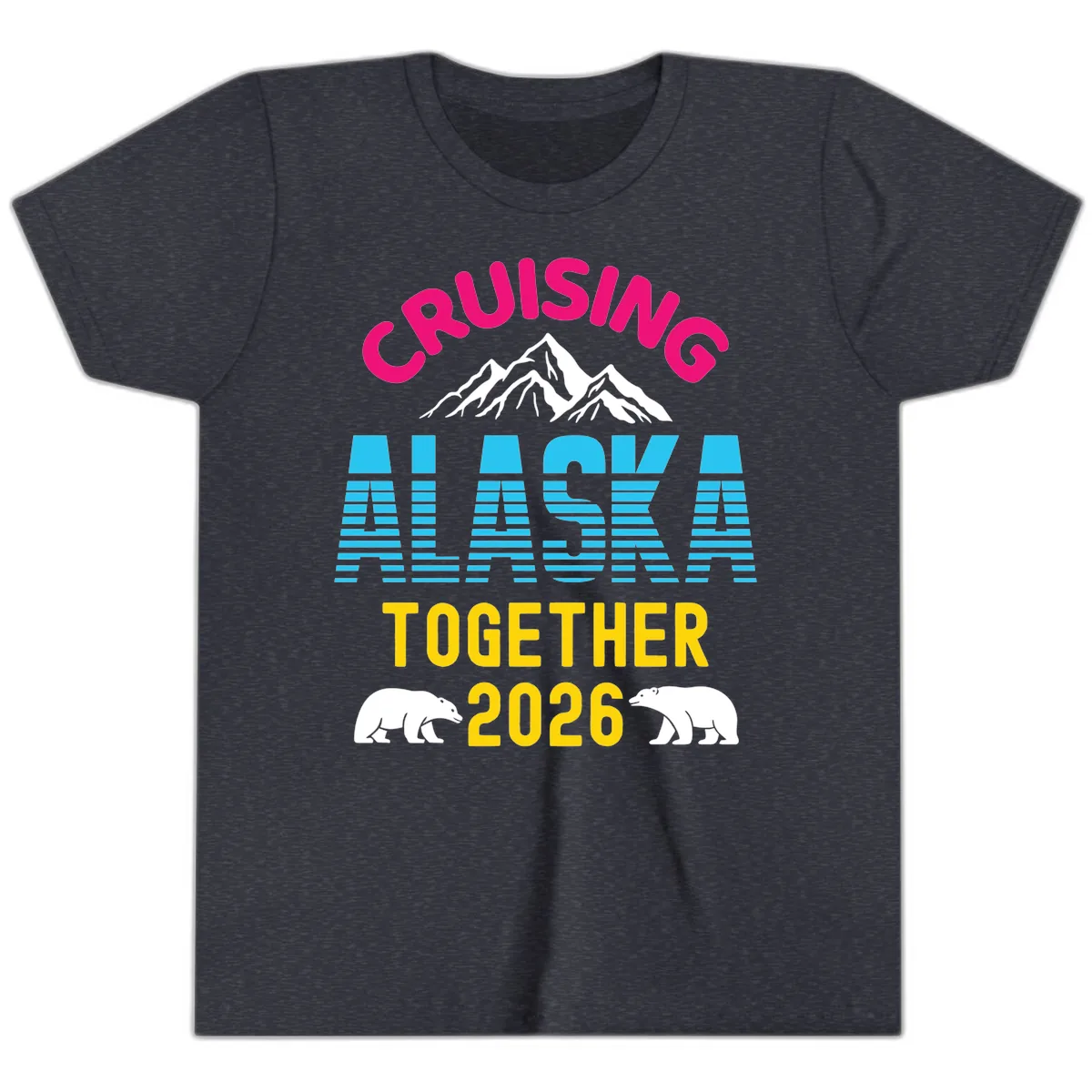 Cruising Alaska Together 2026 Scenic Design Youth T-Shirt in Heather Navy