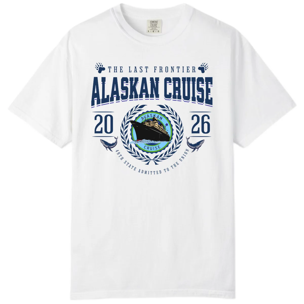 Alaskan Cruise 2026 Commemorative Emblem Comfort Color in White
