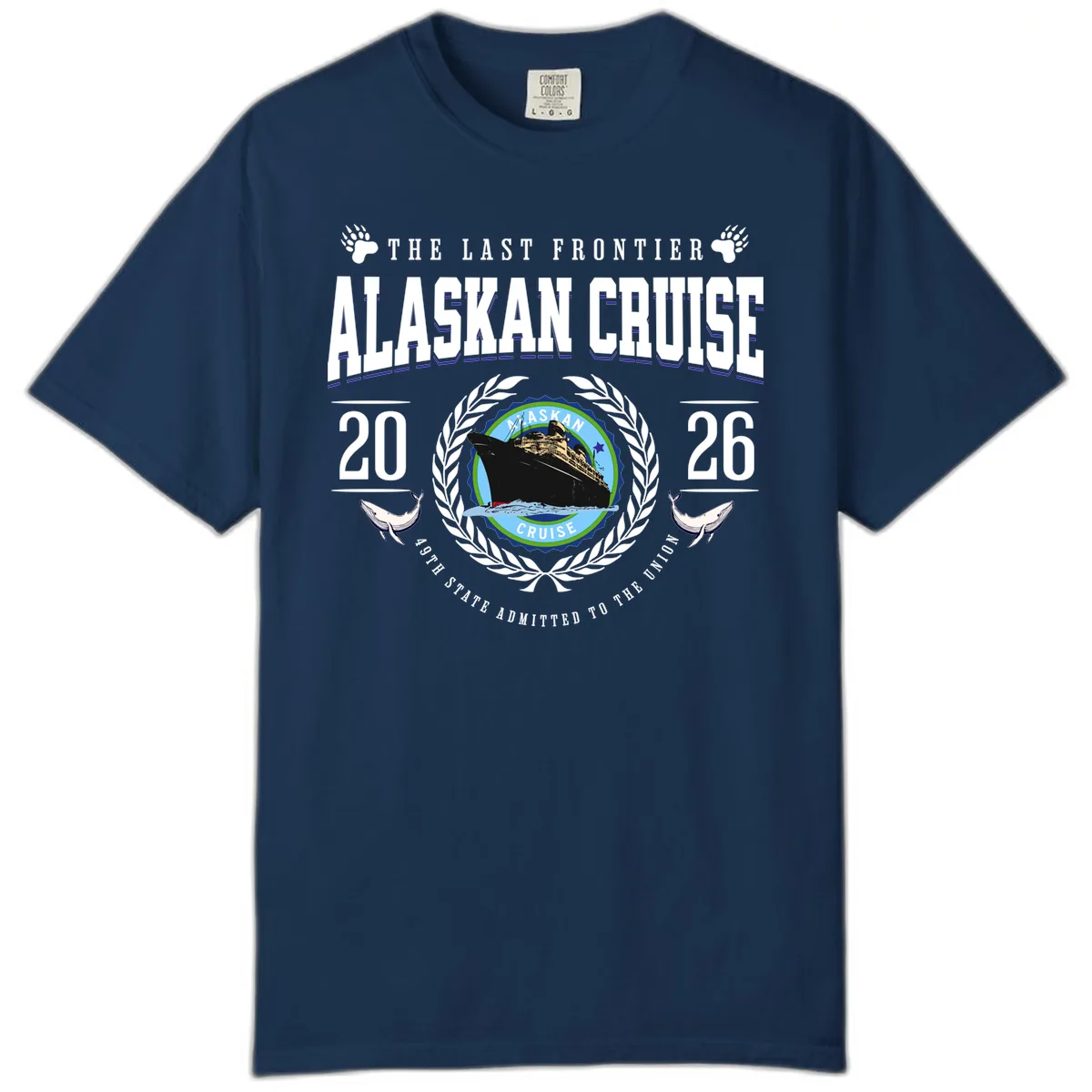 Alaskan Cruise 2026 Commemorative Emblem Comfort Color in Navy