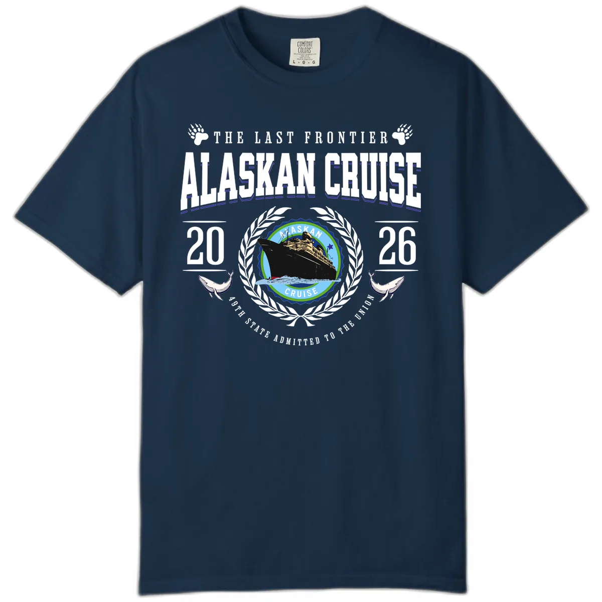 Alaskan Cruise 2026 Commemorative Emblem Comfort Color in True Navy