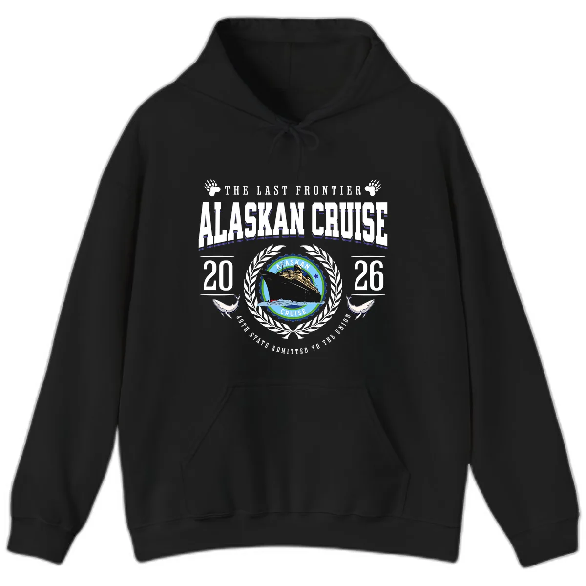 Alaskan Cruise 2026 Commemorative Emblem Hoodie in Black