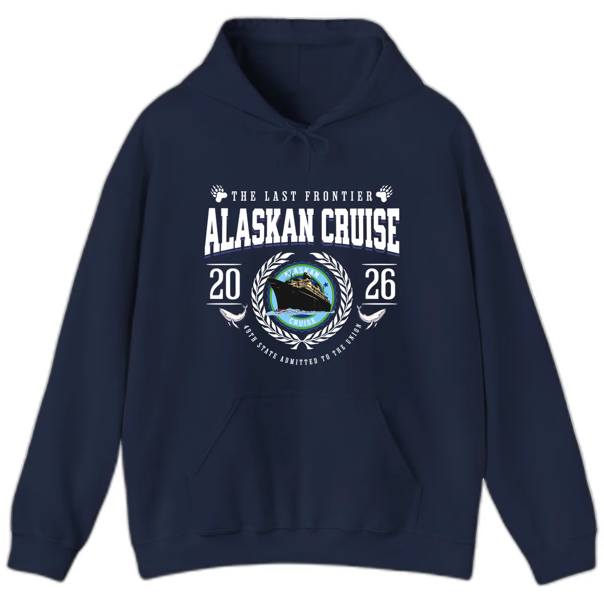 Alaskan Cruise 2026 Commemorative Emblem Hoodie in Navy