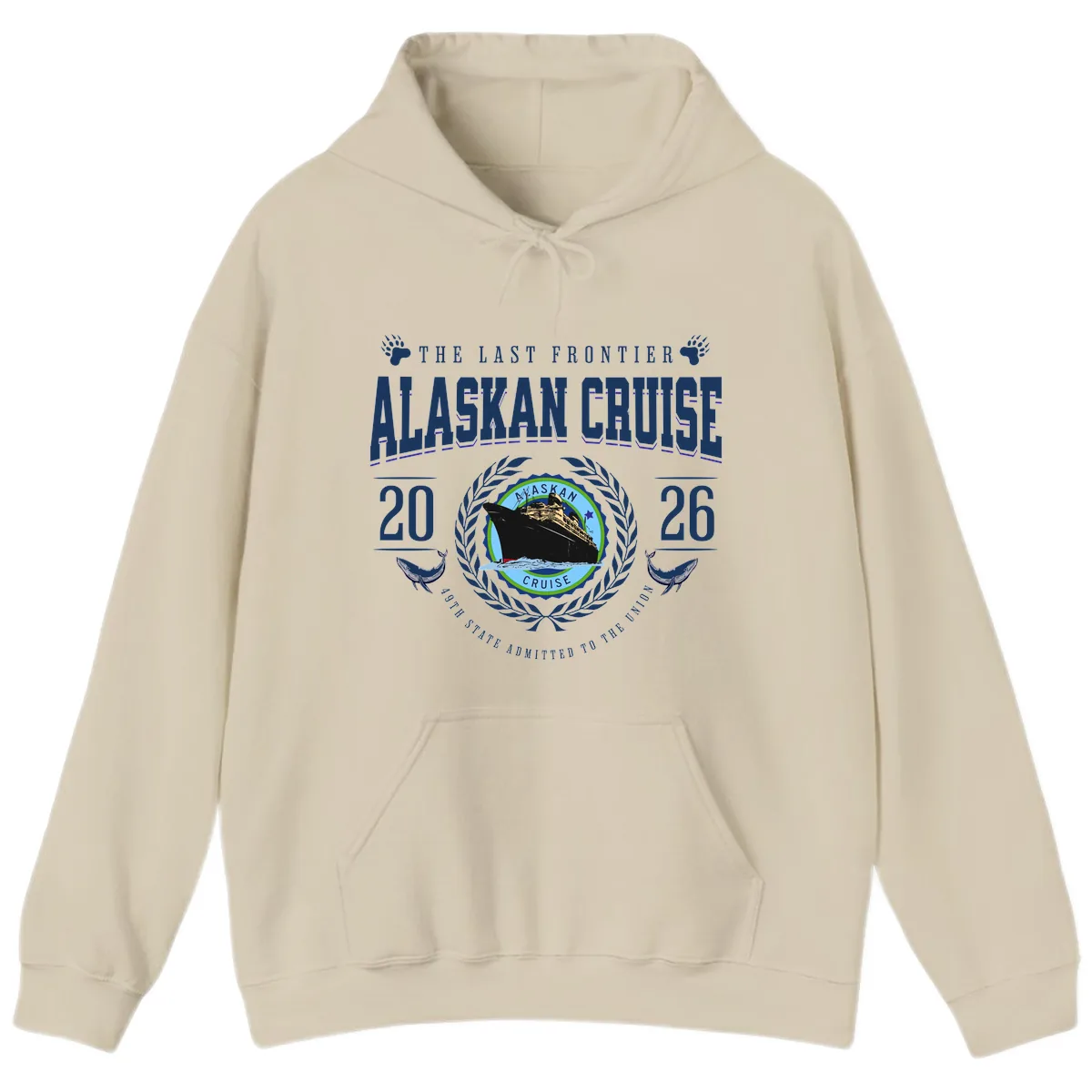 Alaskan Cruise 2026 Commemorative Emblem Hoodie in Sand