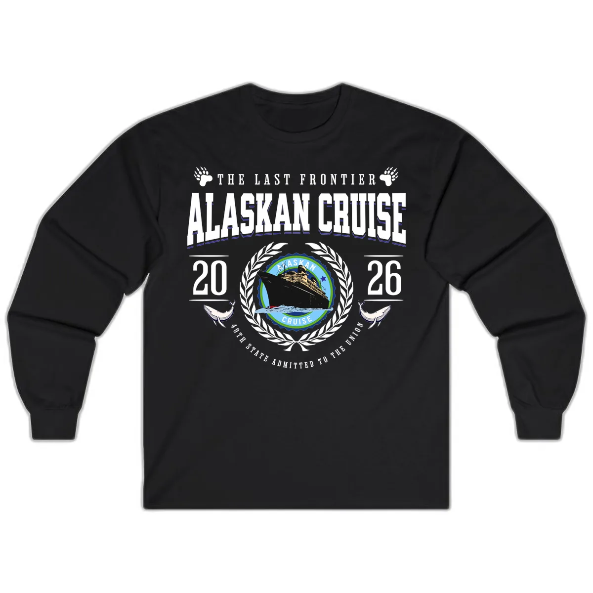 Alaskan Cruise 2026 Commemorative Emblem Long Sleeve in Black