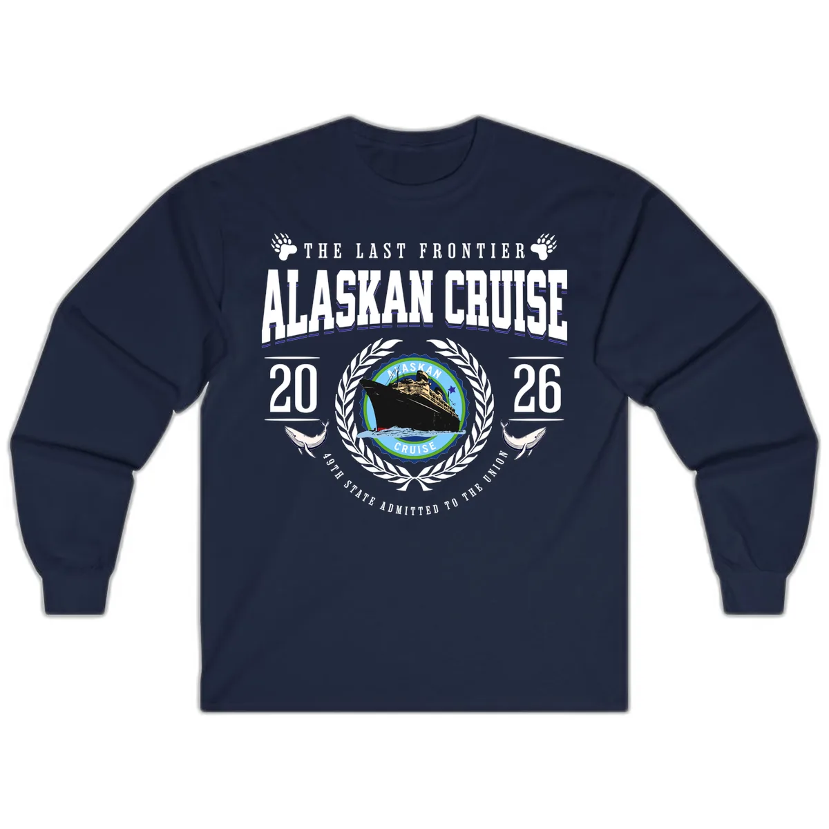 Alaskan Cruise 2026 Commemorative Emblem Long Sleeve in Navy