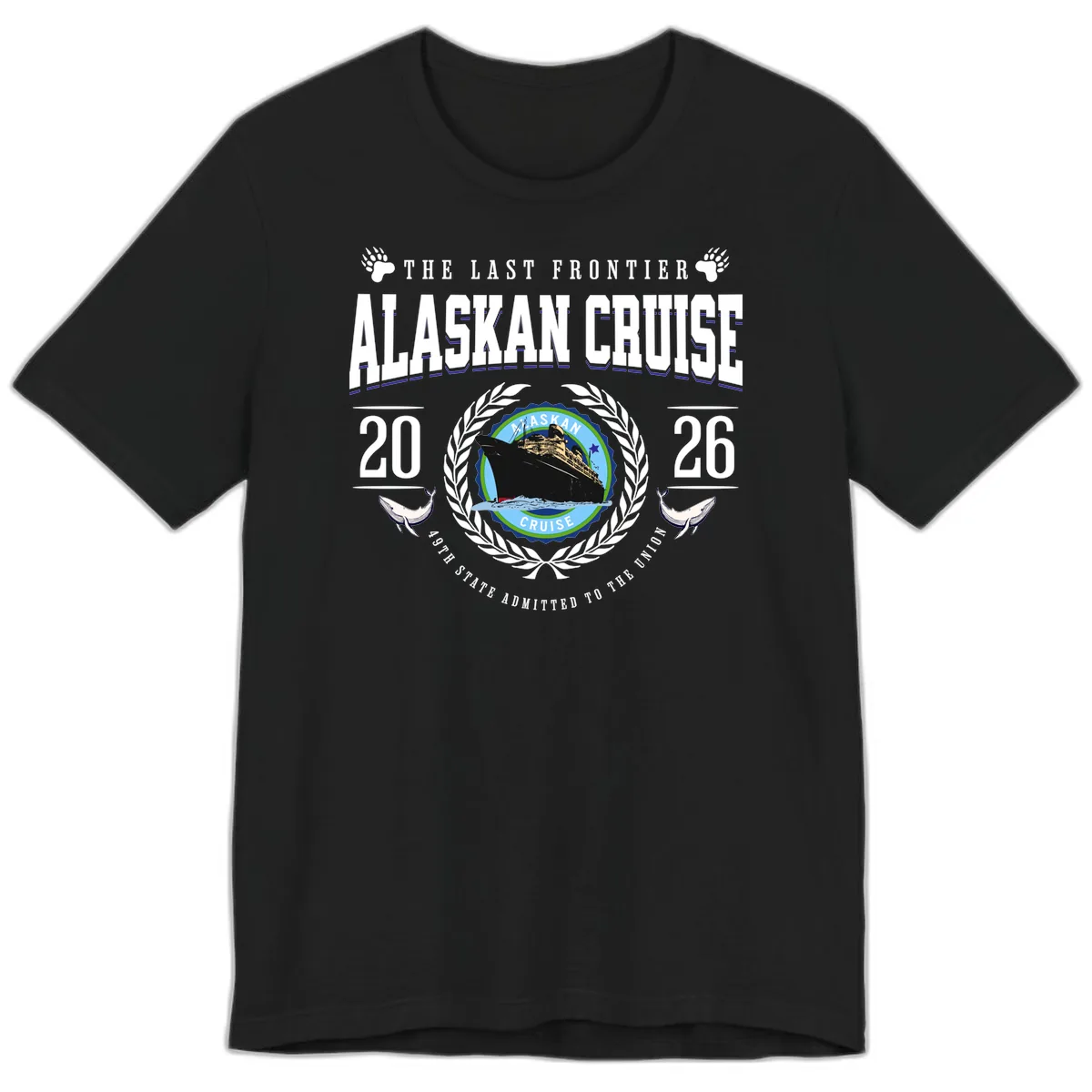 Alaskan Cruise 2026 Commemorative Emblem Premium T-Shirt in Black