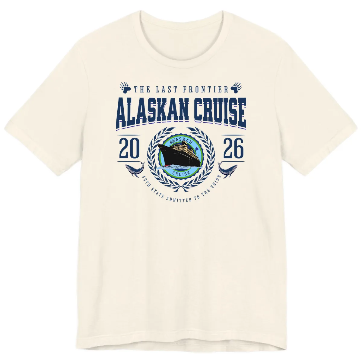 Alaskan Cruise 2026 Commemorative Emblem Premium T-Shirt in Natural