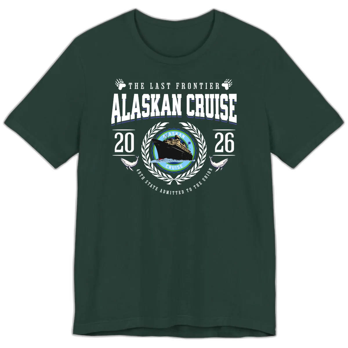 Alaskan Cruise 2026 Commemorative Emblem Premium T-Shirt in Forest