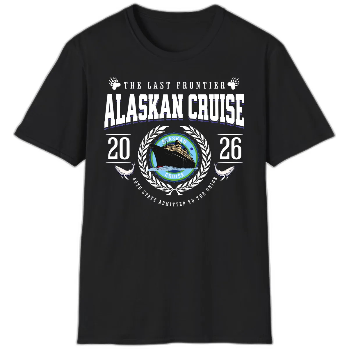 Alaskan Cruise 2026 Commemorative Emblem T-Shirt in Black