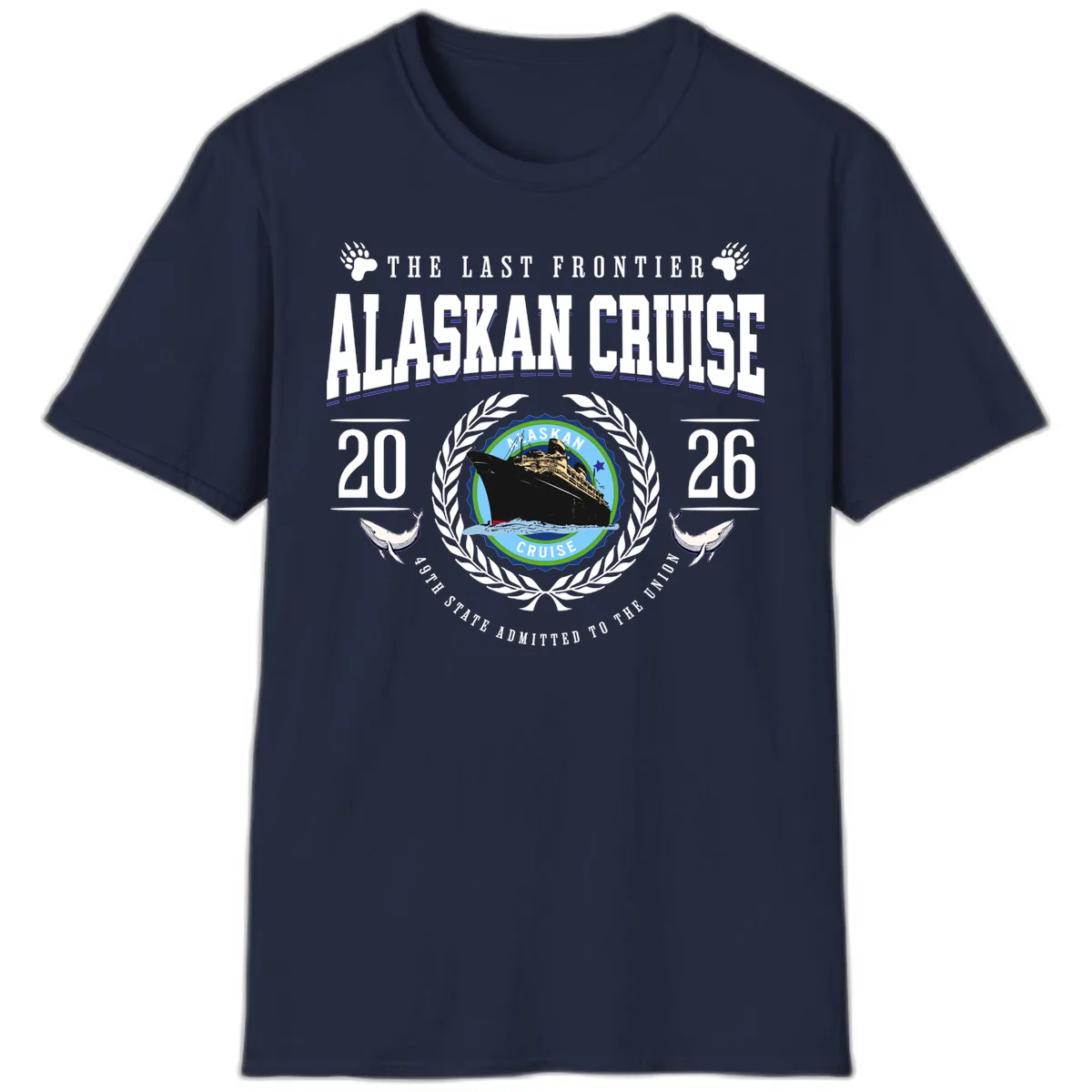 Alaskan Cruise 2026 Commemorative Emblem T-Shirt in Navy