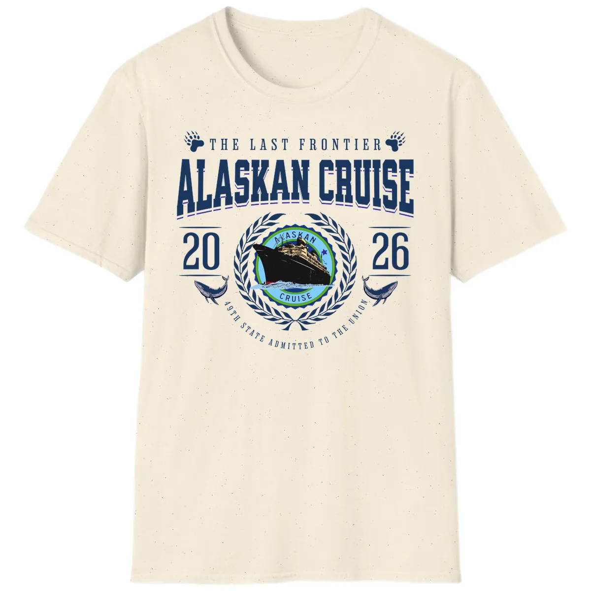 Alaskan Cruise 2026 Commemorative Emblem T-Shirt in Natural