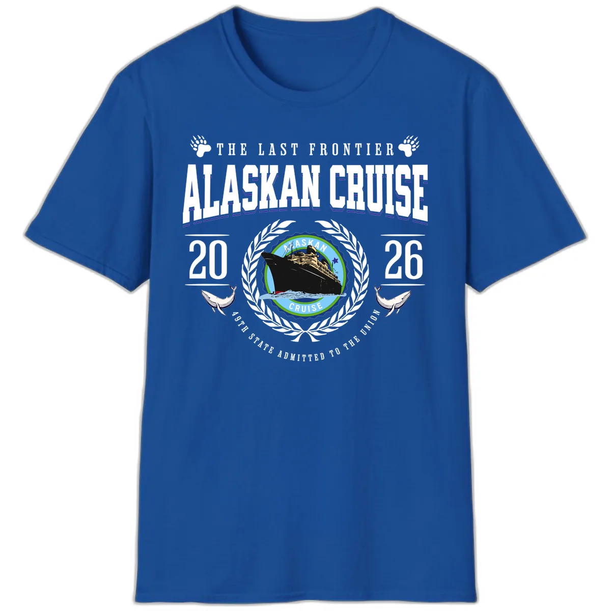 Alaskan Cruise 2026 Commemorative Emblem T-Shirt in Royal